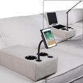 Removable Sofa Armrest with Cup Holder, PU Leather Multifunctional Couch Caddy Storage Arm rest with Power Wireless Charging Stand & LED Reading Light for Sofa Middle Seat Adjustable