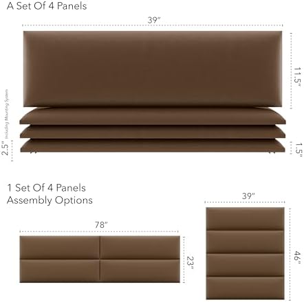Vänt Wall Mounted Headboard Panels, King/Twin, Vintage Leather Cognac