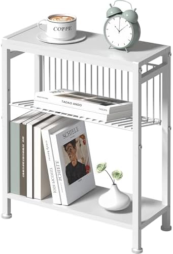 Narrow Side Table, 3-Tier End Table, Small Nightstand