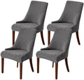 MIFXIN Wingback Side Chair Covers Dining Chair Slipcover Jacquard Stretch Sloping Armchair Protector Arm Chair Seat Cover for Dining Room Living Room Banquet Home Decor (Light Grey, 4 Pcs)