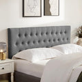 Tufted Upholstered Headboard Queen Size, Adjustable Height 37- 51 in, Gray