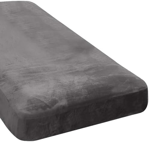 H.VERSAILTEX Velvet Stretch Individual Chaise Cover Sectional Couch Covers for L Shaped Sofa Both Left/Right Furniture Protector Seat Cushion Sofa Cover (1 Piece Chaise Cover, Grey)