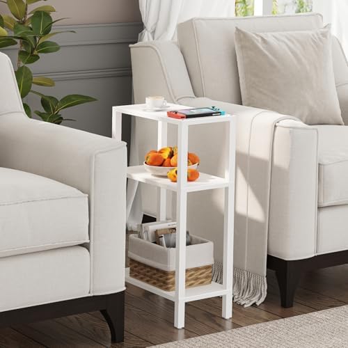 TUTOTAK Narrow Side Table, 3-Tier Small End Table for Couch
