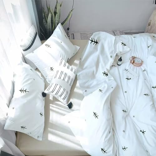 BuLuTu Kids Duvet Cover King Cotton White/Grey,Premium Boys Girls Bedding Sets King,Soft Comforter Cover Zipper Closure,Forest Tree Print Pattern,Super Soft,Breathable,No Comforter…