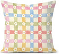 Cottagecore Floral Daisy Gingham Decor Pillow Cover 18x18