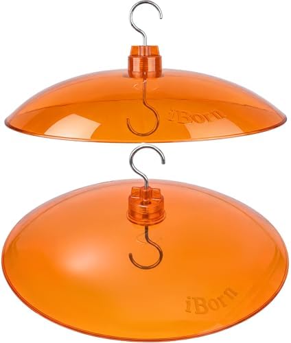 iBorn 13-inch Sunshade Cover for Oriole Feeder, Weather Guard Sun Shade Cover, for Hanging Oriole Nectar Feeder for Outdoors Rain Guard, Chew Proof Polycarbonate, Pack of 2, Orange