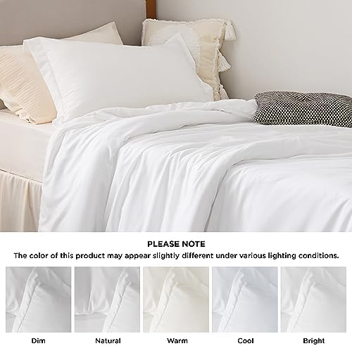 Bedsure Twin/Twin XL Duvet Cover, Soft Double Brushed Bedding Set, White