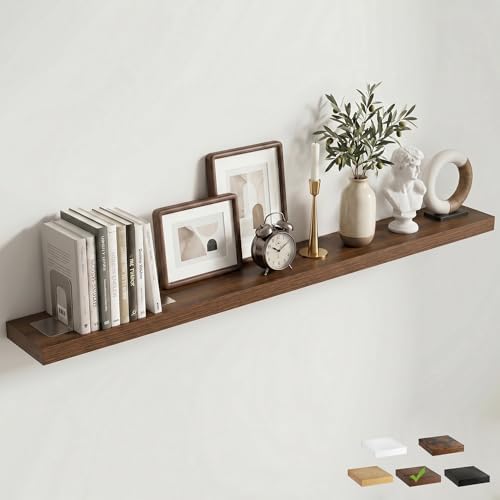 72 Inch Floating Shelves for Wall, 8"D Wood Storage Shelves, Walnut Finish