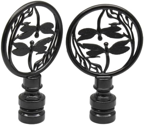 Biaungdo Double Dragonflies Lamp Finial, Black, 2 Pack