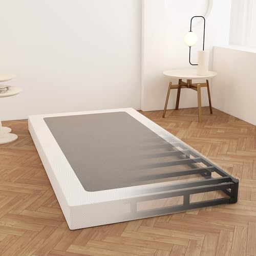 Box Spring Twin 4 Inch Low Profile Bed Base with Fabric Cover