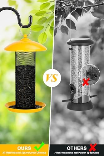Gtongoko Finch Feeders for Outside All Metal Mesh Tube Bird Feeder Yellow