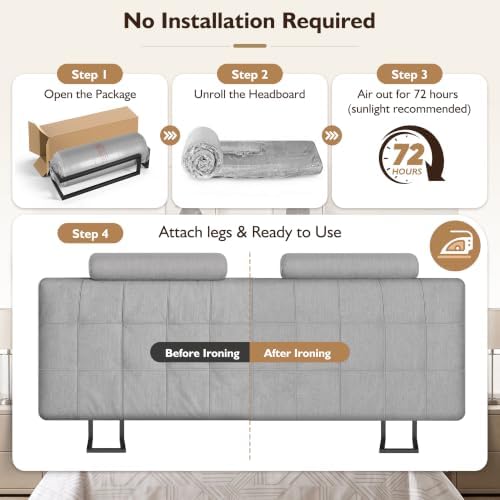 Queen Headboard with 2 Headrests, Memory Foam Upholstered Headboard