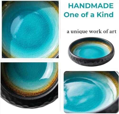 6 Inch Japanese Incense Holder Stick,Ceramic Handmade Crack Blue Glaze