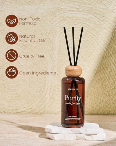 M&SENSE Reed Diffuser, Lavender Eucalyptus, 6.3 oz Natural Essential Oil