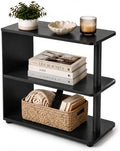 3-Tier Narrow End Table, Industrial Slim Side Table, Black
