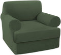 Turquoize T Cushion Chair Slipcover Armchair Slipcover for Living Room Stretch Sofa Couch Cover Soft Armchair Cover Furniture Covers with Individual T Cushion Seat Covers (Chair, Bronze Green)