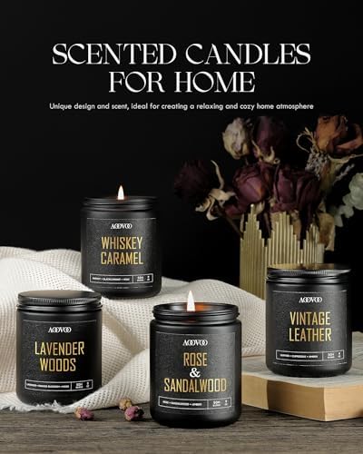 AOOVOO Scented Candles for Men - 4 Pack Candles for Home Scented