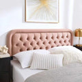Tufted Upholstered King Size Headboard only - Button Solid Wood HeadBoards with Adjustable Height - Modern Velvet Padded Bed Headboard - Easy Assembly - Nailhead, Pink