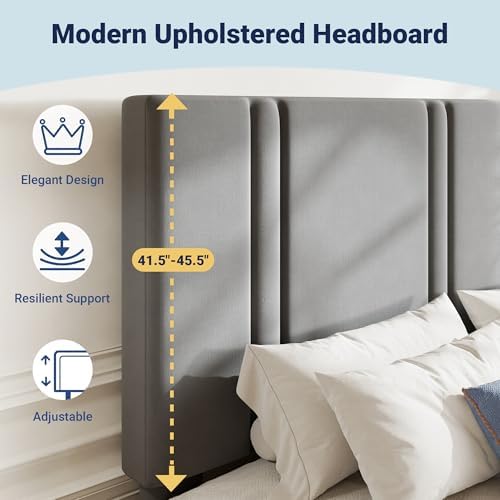 Allewie Full Size Platform Bed Frame with Velvet Upholstered Headboard