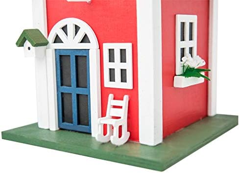 MEWANG Rustic Wooden Bird House for Outside - Hanging Colorful Bird Feeder Cottage, Unique Garden Decor Gift for Hummingbirds, Bluebirds & Wild Birds