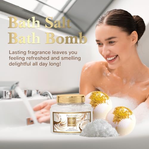 Birthday Gifts Basket for Women, 15pcs Vanilla Coconut Bath Set with Shower Gel, Bubble Bath, Diffuser Oil, Scented Candle, Skin Care Kit Birthday Gift for Women