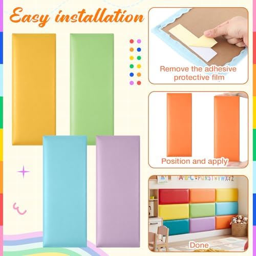 8 Pack Wall Padding Headboard 19.69" x 7.87" x 1.18" Rainbow Colors