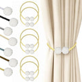 Hion Magnetic Curtain Tiebacks Golden 6pcs, Curtain Holdbacks Hooks Holders