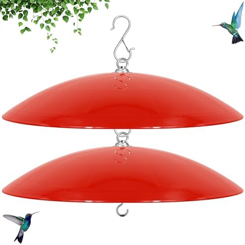 16-Inch Widened Bird Feeder Cover,Hummingbird Feeder Rain Guard,Squirrel Baffle for Bird Feeders,Squirrel-Proof for Wide Outside Tree Trunk or Eave,Gift for Wumen,(Bright Red),2 Pack