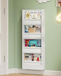 CHOEZON Wall Mounted Kids Bookshelf, 4 Tier Fabric Book Shelf for Kids Rooms, Bookshelf Organizer for Nursery, Classroom, Door Behind, Holds Books, Toys, White MCW40WB