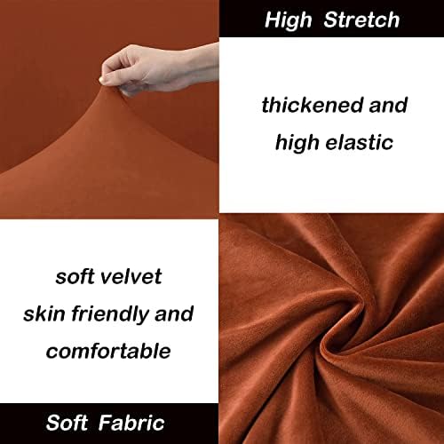 OBCREAT 3 Pieces Sofa Slipcover Stretch Velvet Sofa Covers for 2 Cushion Couch Loveseat Covers Soft Couch Cover with Elastic Bottom Non Slip Furniture Protector for Pets Kids (Burnt Orange, Medium)