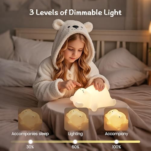FAMIDUO Sleepy Snoring Bear Night Light,Novelty Nursery Nightlight for Kids