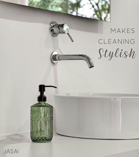 JASAI 18 Oz Green Soap Dispenser with Black Rust Proof Pump