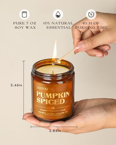 AOOVOO 4 Pack Fall Candles Set - 28 oz Autumn Candle Gift for Home Scented