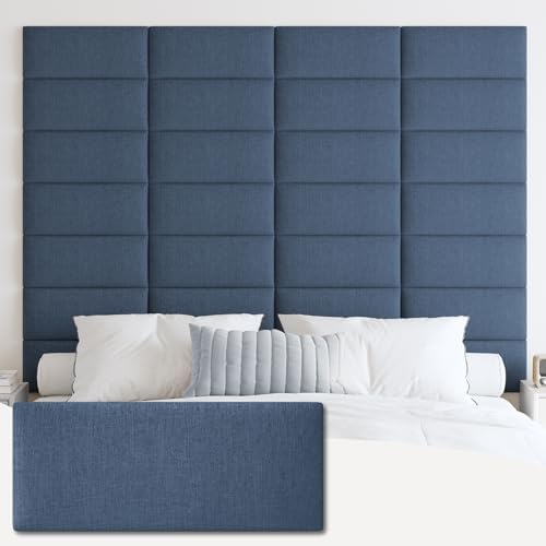 IFNOW Wall Mounted Headboard, Peel and Stick Panels, Blue, Queen