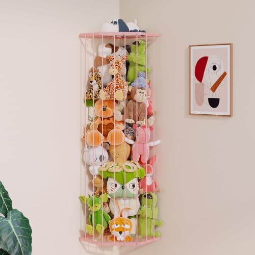 BBLIKE Stuffed Animal Storage, Corner Plush Toy Organizer with Hardware