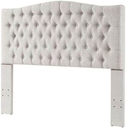24KF Upholstered Tufted Button Linen Fabric Headboard,Comfortable Fashional Headboard Queen/Full Size,Ivory
