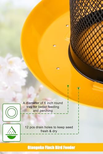 Gtongoko Finch Feeders for Outside All Metal Mesh Tube Bird Feeder Yellow