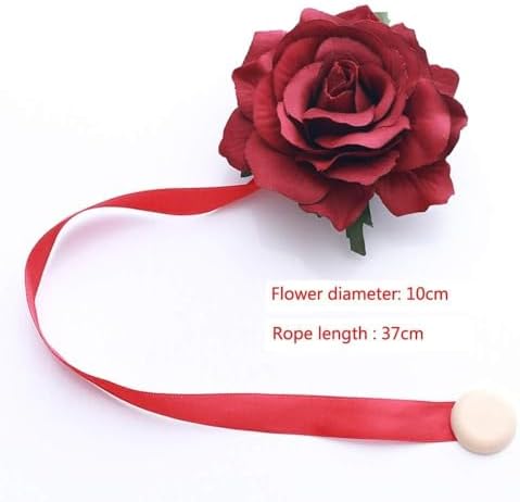 Magnetic Curtain Tiebacks, Rose Flower Tie Backs Rope