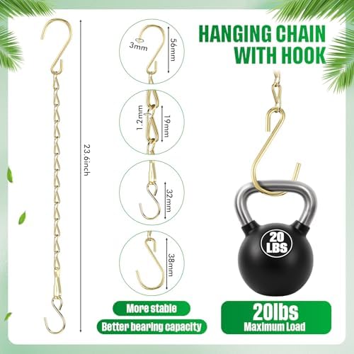 EBOOT 2 Pcs Hanging Chain for Bird Feeders Planters,23.6 Inch,Gold