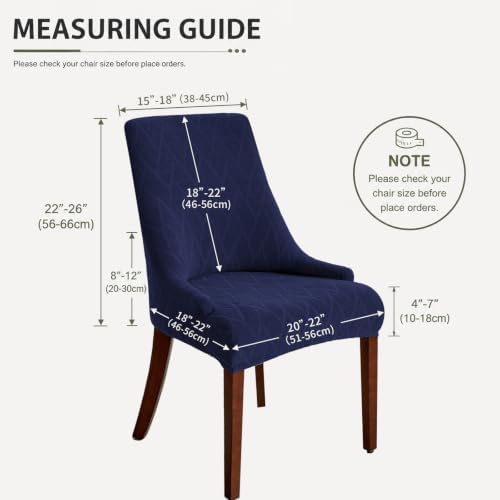 MIFXIN Wingback Side Chair Covers Dining Chair Slipcover Jacquard Stretch Sloping Armchair Protector Arm Chair Seat Cover for Dining Room Living Room Banquet Home Decor (Navy, 4 Pcs)
