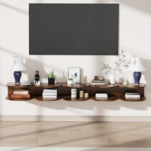 Bamboo Floating Nightstand with Storage Drawer and Modern Open Shelf Cubby，Bedroom, Living Room, Kitchen, Tool Room for use.