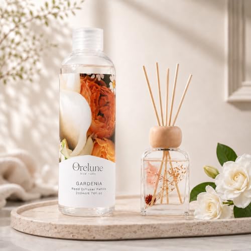 Reed Diffuser Essential Oil Refill Gardenia Floral - 200ml Scented Oil for Home Aromatherapy Bedroom Decor