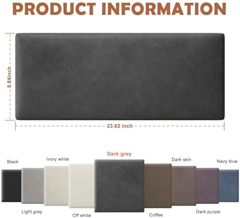 IFNOW Wall Mounted Headboard, Peel and Stick Panels, Dark Grey, King