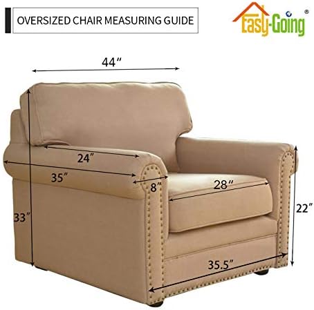 Easy-Going Stretch Oversized Chair Slipcover with Arm Washable Brown