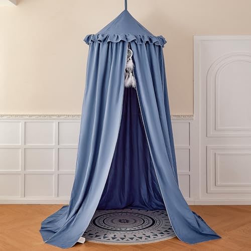 Princess Decor Canopy for Kids Bed, Soft and Durable Bed Canopy for Girls Room Tent Canopy Dreamy Mosquito Net Bedding, Children Reading Nook Canopies Indoor (Blue)