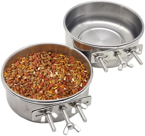 PINVNBY Stainless Steel Bird Food Bowl Water Bowls Parakeet Food Dish