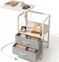 Faesun Night Stand with Charging Station & Swivel Top, White Gray