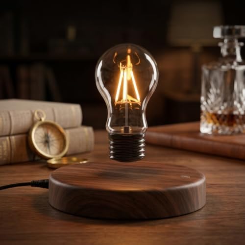 Levitating Bulb Lamp Magnetic Floating LED Light Desk Lamp Night Light Automatic Rotating Light for Unique Gifts Room Home Office Decoration