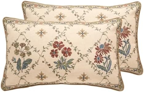 patdrea Designer French Vintage Throw Pillow Cover,12"x20",Set of 2