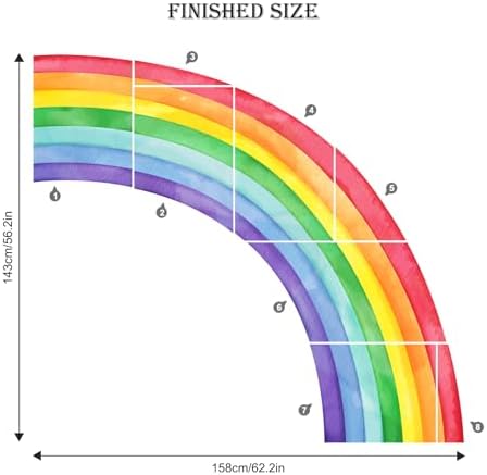 Large Rainbow Wall Decals, Mural Watercolor Half Rainbow Wall Stickers Peel and Stick Vinyl Wall Art Decor for Girls Bedroom Kids Nursery Living Room Playroom Toddler